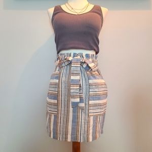 Striped Linen High-Waist Mini